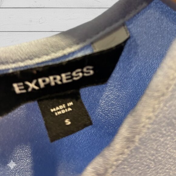 Express Slate Blue Embroidered Balloon Sleeve Blouse - Size Small - Picture 5 of 5